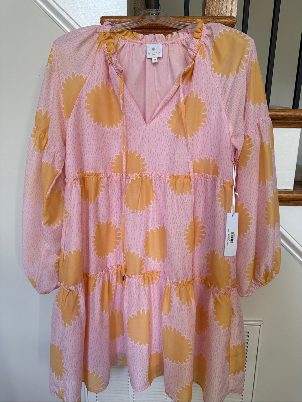 Imoga Pink Dress with Mustard Sunburst Print